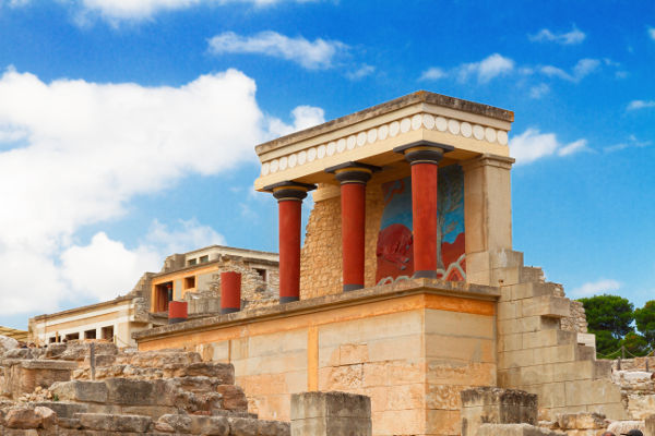 ancient ruines of famous knossos palace at crete